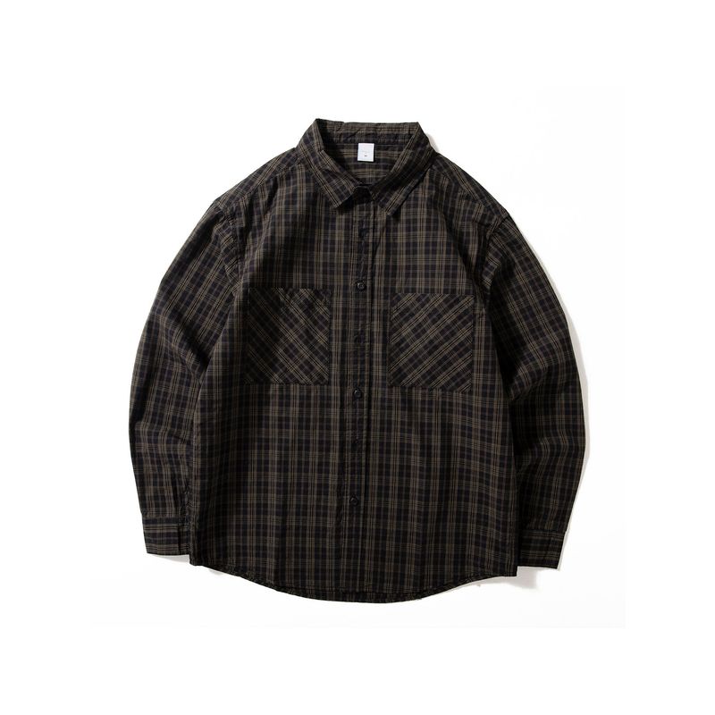 Japanese Retro Pure Cotton Plaid Shirt for Men, Long-Sleeved, New Autumn Style, Loose Casual Shirt, Artistic Hong Kong Style Jacket, Trendy