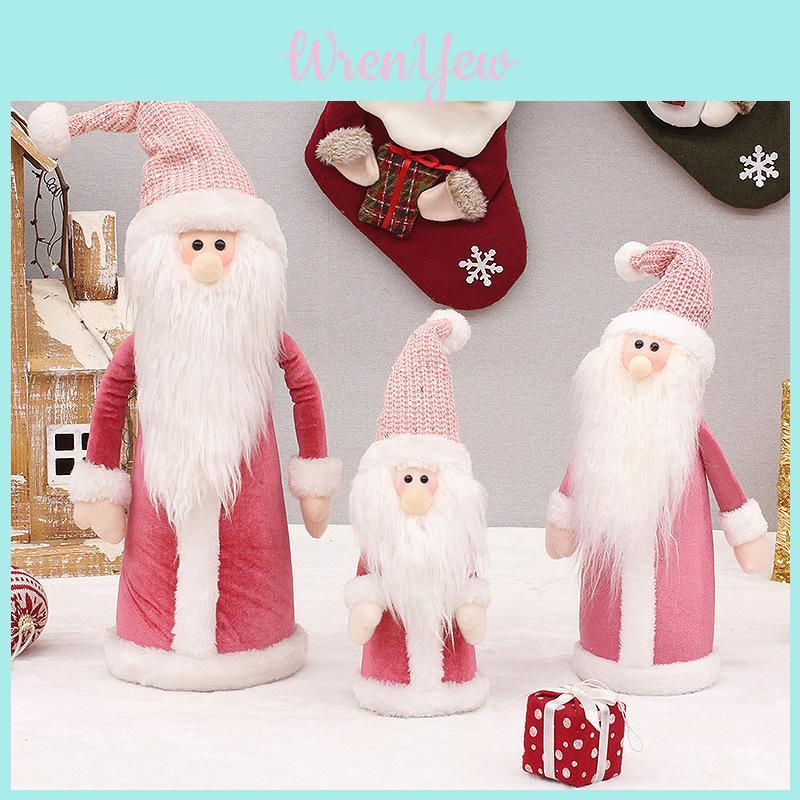 Soft And Cozy Christmas Pink Knitted Hat Snowman Stuffed Doll