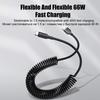 Auto USB Typ C Kabel 66W Schnellladung Feder Teleskopkabel Für iPhone 16 Pro Max Samsung Xiaomi OnePlus Ladezubehör