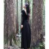 Black U-neck Splicing Long-sleeved Dress for Women's Early Autumn Wear, New French Hepburn Temperament Socialite Dress