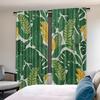 2pcs Palm Leaf Print Rod Pocket Curtains, Woven Polyester Pongee, Semi-Sheer Roller Embossed Drapes, Contemporary Style, Machine