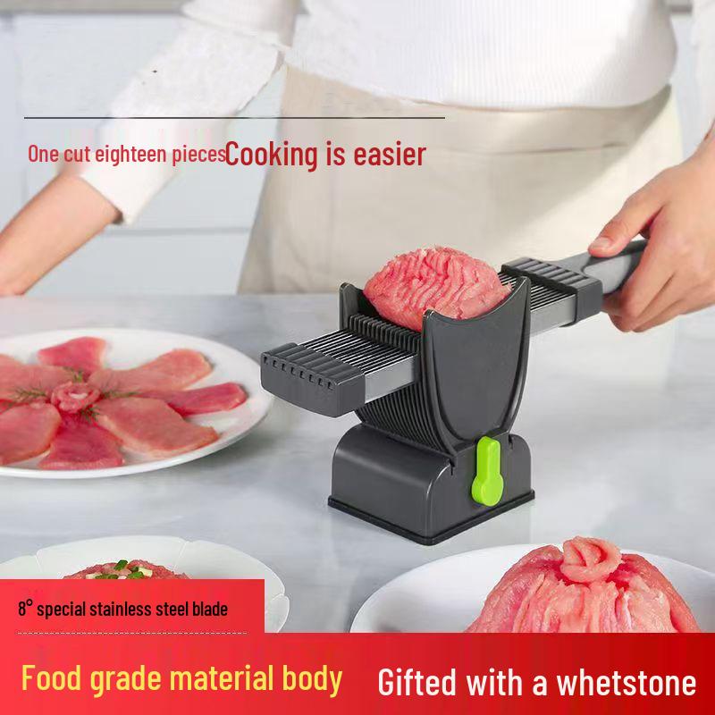 Versatile Manual Meat Slicer for Thin Slices, Cubes, and Mince - Perfect for Kitchen Use