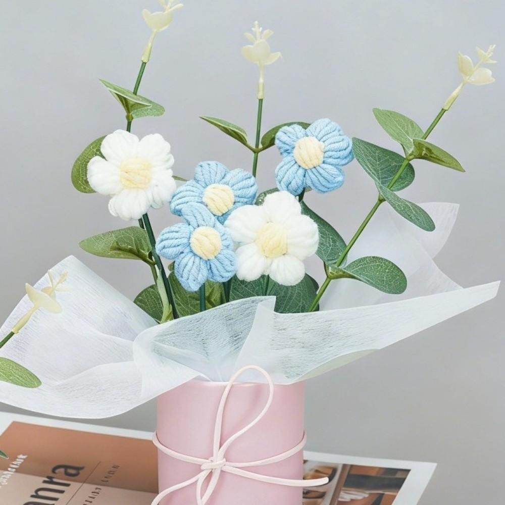 Handmade Crochet Crochet Flower Bouquet Exquisite Handmade Bucket Bouquet  Teacher's Day Gifts