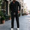 Men's Knit Two Piece Set Color Half Zip Collared Pullover Casual Outfit