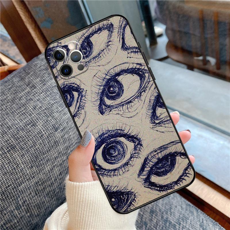 Eye Illustration Phone Case For iPhone 16 15 13 12 11 14 Pro Max 12 13 mini XR 15 16 Plus 16e Cover Shell