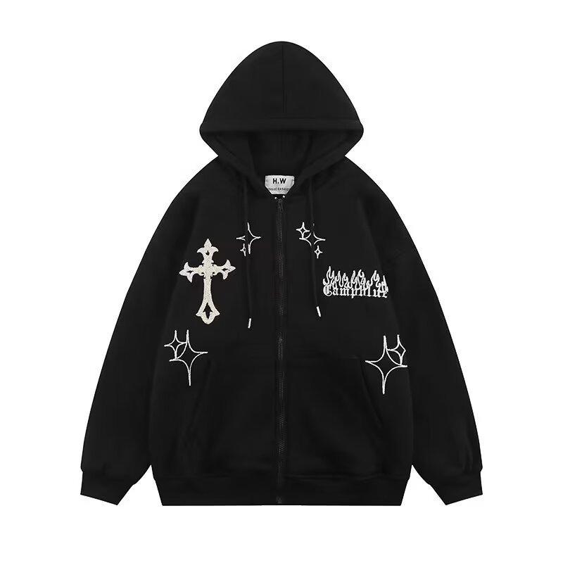 Hanorac Oversize Retro Sweatshirt Femei Îmbrăcăminte Exterioară Casual Primăvară Toamnă Palton Imprimeu Amuzant Cardigan Larg pentru Cuplu