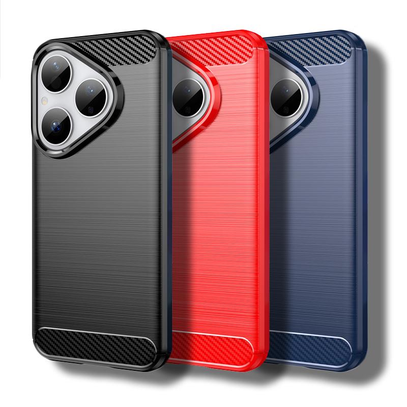 For Huawei Pura 80 Case For Huawei Pura 70 80 Pro Plus Cover Carbon Fiber Shockproof Silicone Bumper For Pura 70 80 Ultra