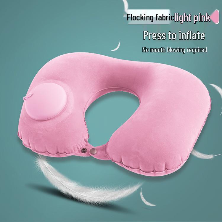 Press-Type Inflatable U-Shaped Neck Pillow for Travel and Office - Creative and Portable Neck Support Pillow