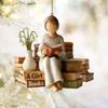 Just A Girl Who Loves Book Christmas Ornament 2D Flat Acrylic Reading Lovers Hanging