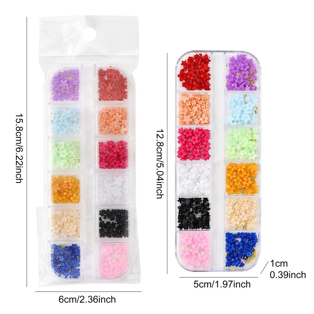 12-box Boxed Resin Flat Bottom Round Diamond Nail Art Jewelry Color Mixed Flat Bottom Rhinestone Cross-border Nail Art Diamond Jewelry