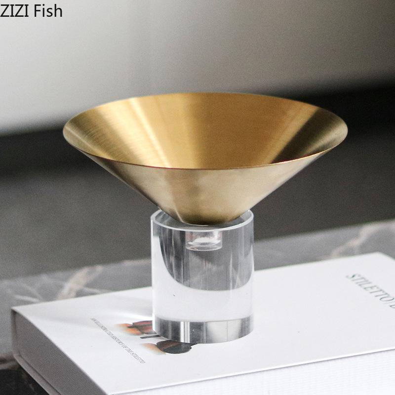Golden Fruit Bowl Glass Base Creative Storage Tray Dessert Plate Fruits Plate Living Room Coffee Table Household Fruit Tray