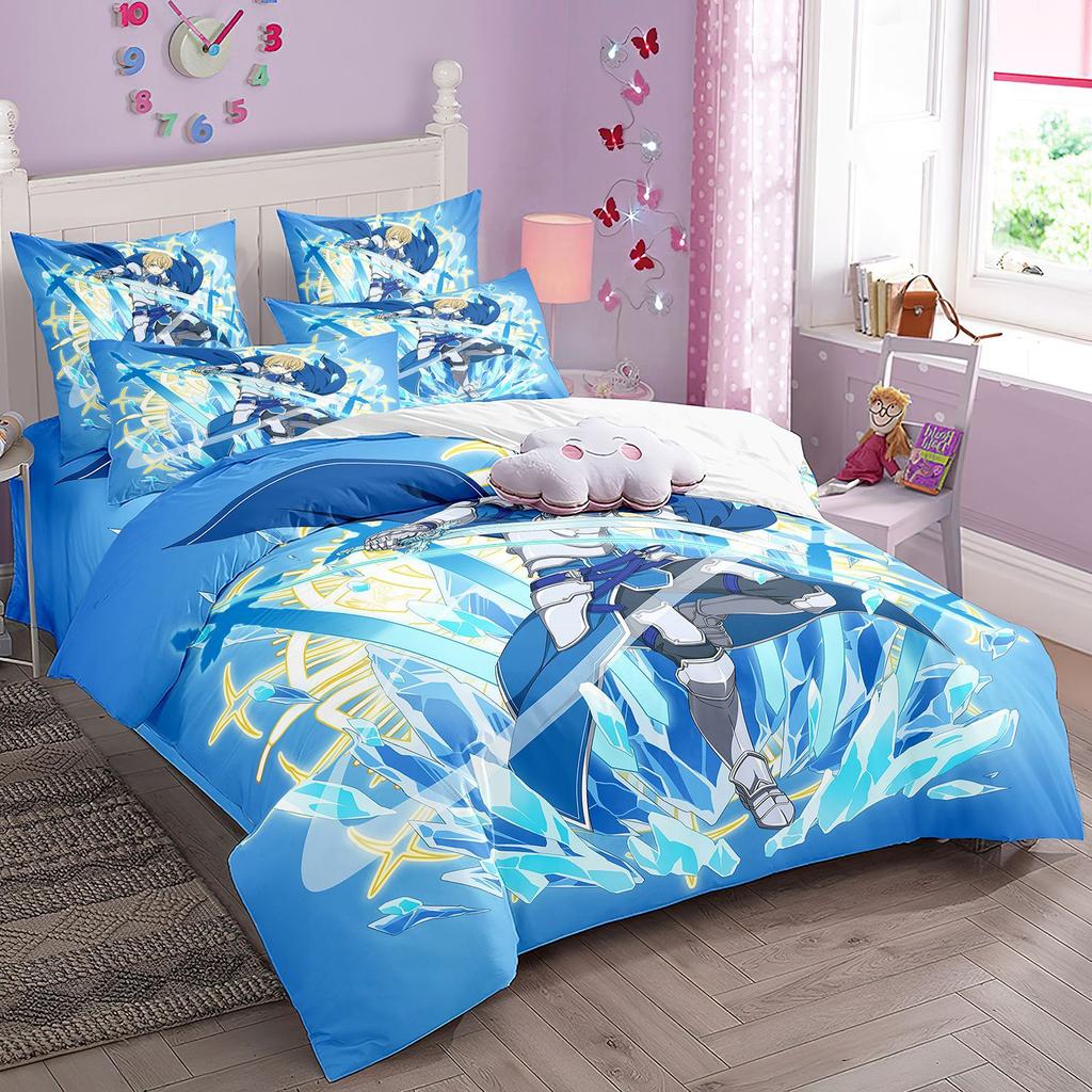 Cartoon Sword Art Online Bedding Sets,Japanese Anime Art Online Duvet Cover Pillowcase For Teenagers And Children Bedroom Decora
