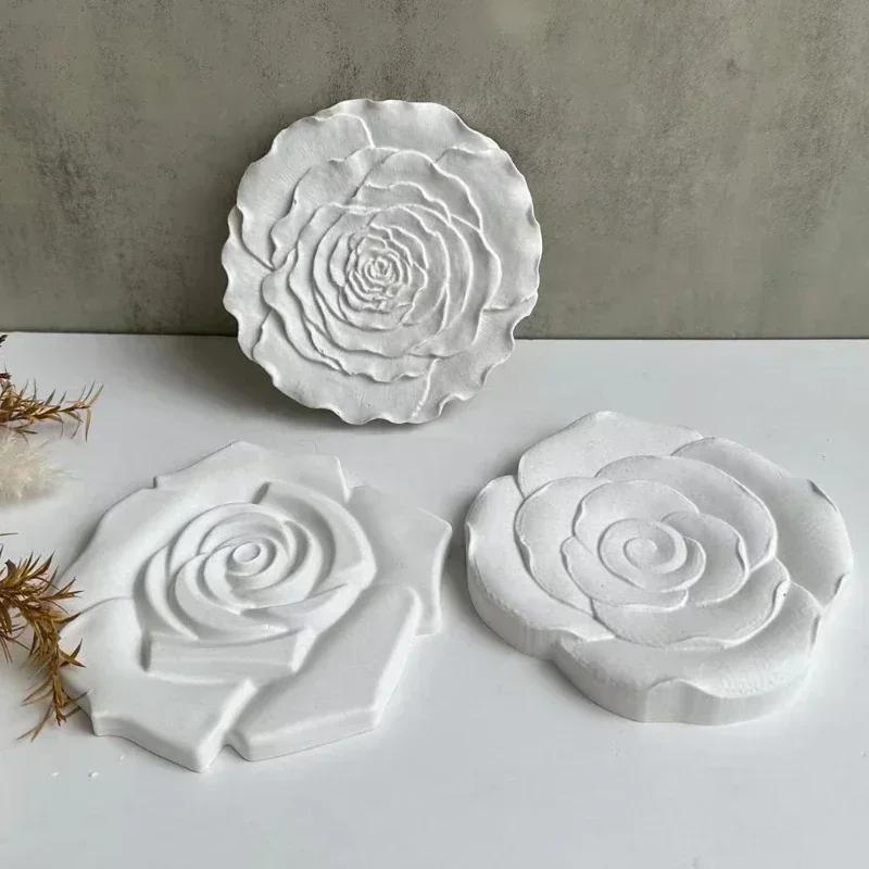 Handmade Creative DIY Flower Shape Tray Silicone Mold Jewelry Display Plate Mold DIY Storage Tray Plaster Dish Molds Clay Mould