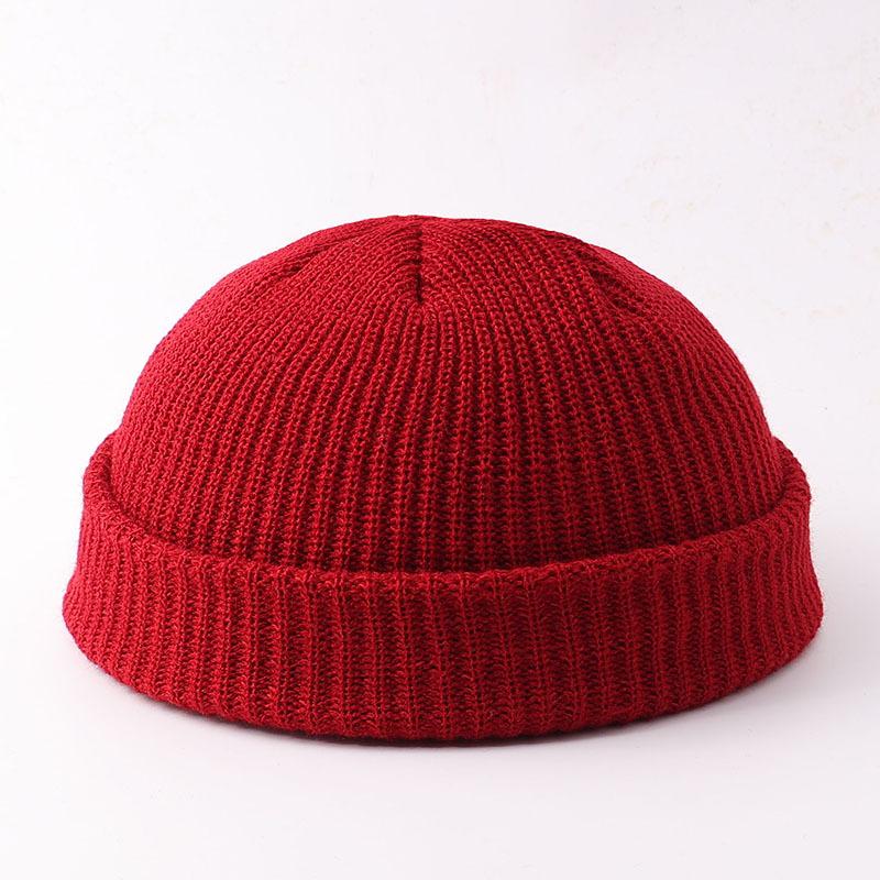Melon Hat Men's and Women's Trend Autumn and Winter Wool Hat Student Fashion Flanged Yuppie Cold Hat Women's Brimless Knitting