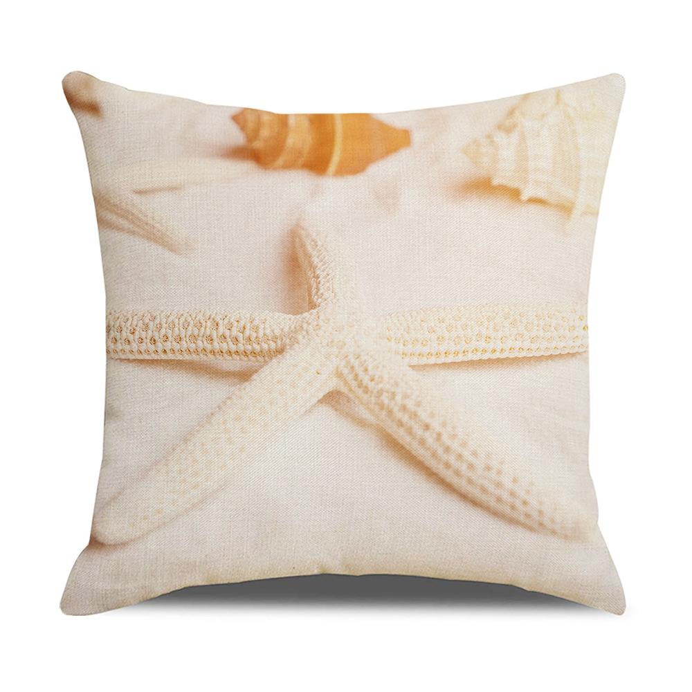 Retro Mediterranean Ocean Digital Print Linen Pillow Reading Cushion Home Furnishings