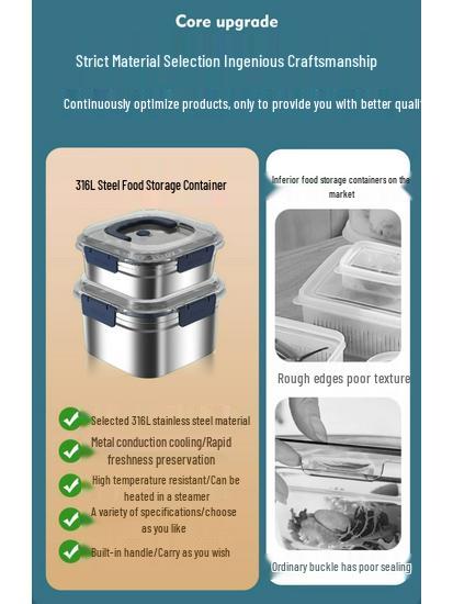 Pojemny, hermetyczny lunchbox ze stali nierdzewnej z pokrywką - Przenośny pojemnik do przechowywania żywności
