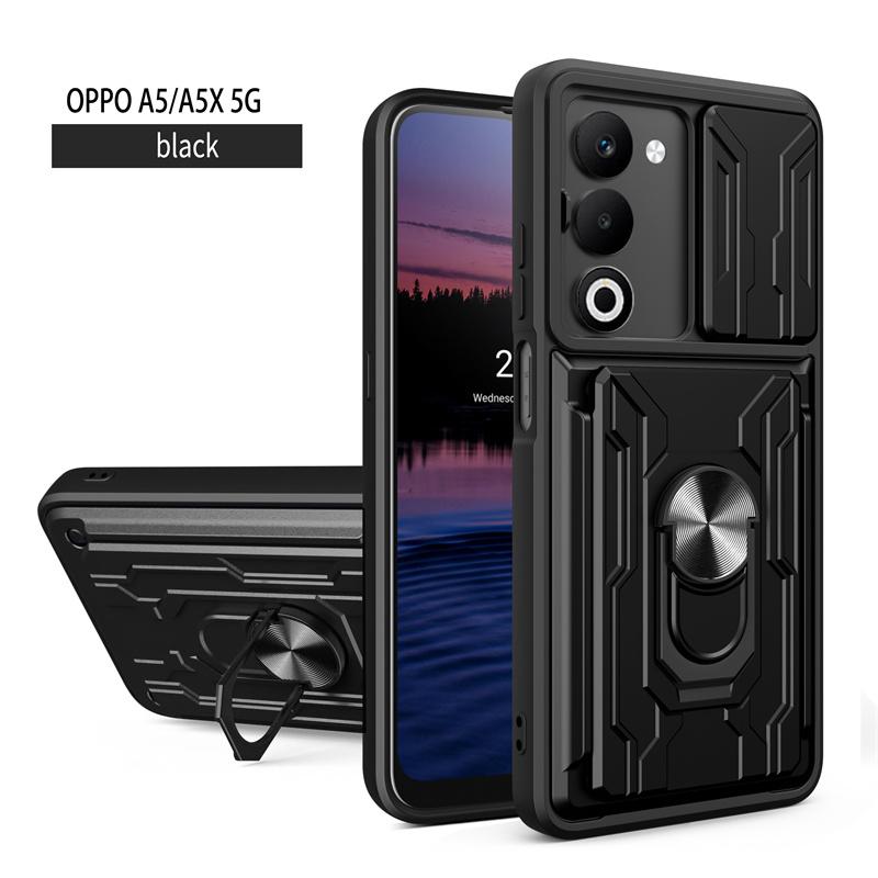 Funda Voor OPPO A5 4G 5G Hoesje Schokbestendig Pantser Kaarthouder Achterkant Voor Oppo A5x A 5x A5 X 4G 5G Schuiflens Beschermhoes OPPO A5 4G