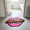 Hip Hop Rote Lippen Zigarrenförmiger Teppich Pop Art 2D Bedruckte Rutschfeste Coole Schlafzimmer Wohnzimmer Kreative Bodenmatte Heimdekoration