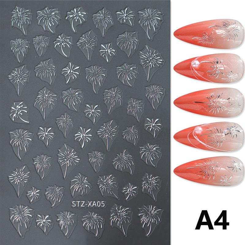 Nail Fireworks Stickers Flash Multicolour Decoration Stereoscopic Self-Adhesive Nail Salon Nail Accessories Diy