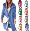 Verdickter Winter Warmer Damen Langer Kapuzen-Strickmantel Einfarbiger Gestrickter Pullover-Mantel