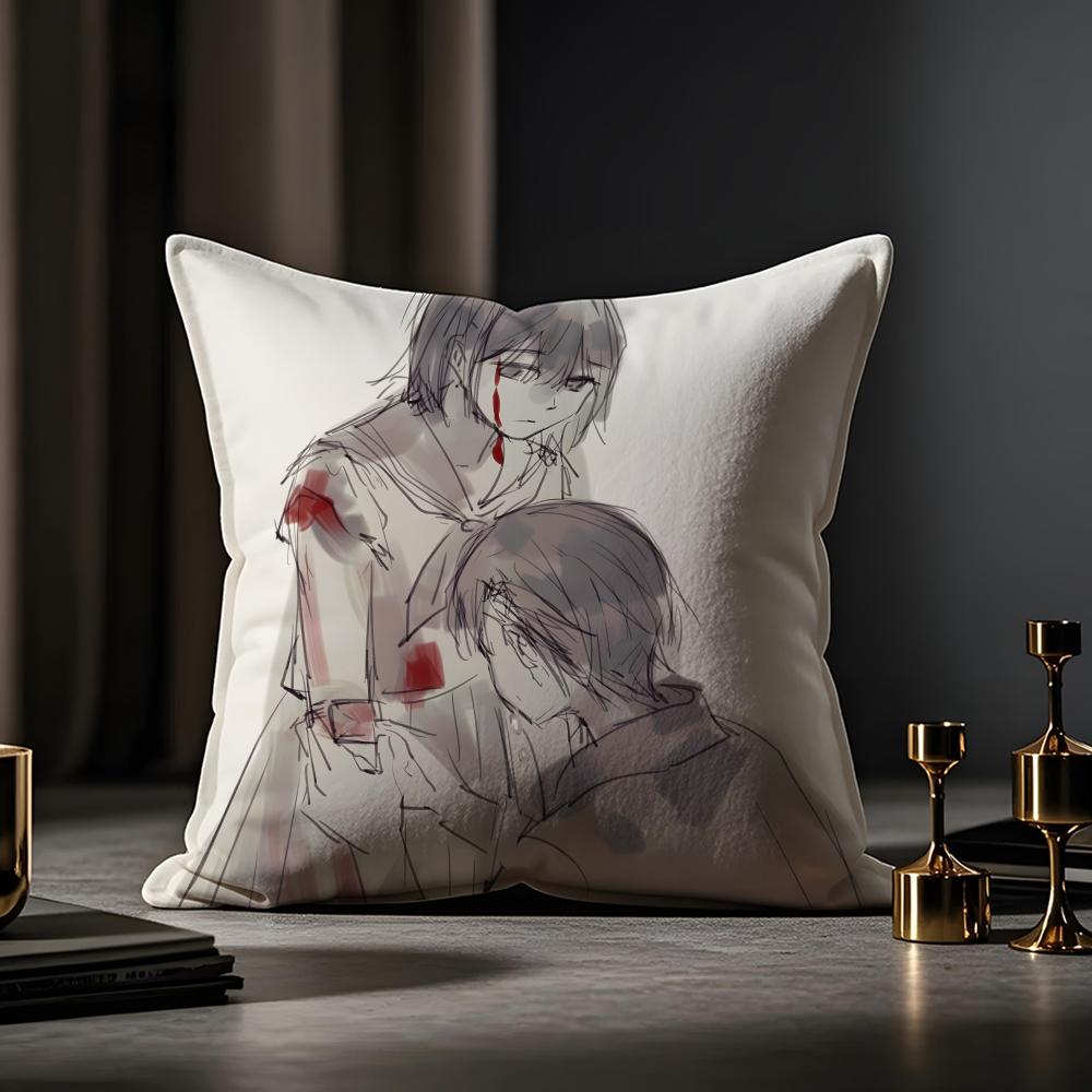 F Silent Hill F Cushion Cover Anti-dustmite Pillowcase Invisible Zipper Silky Short Plush Sofa Cushion Cover