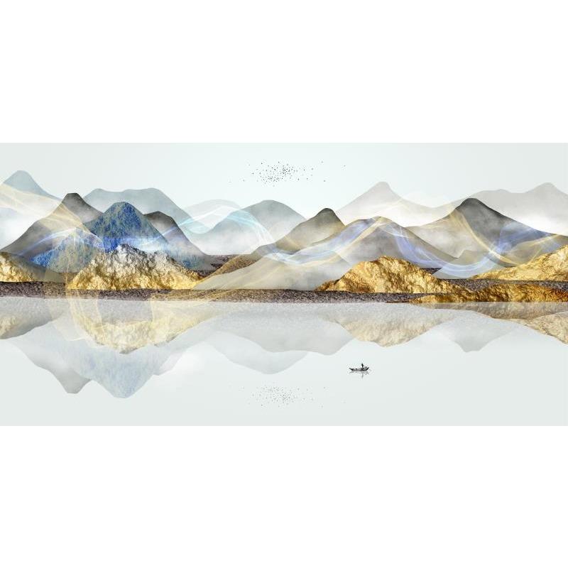 

Абстрактное золото Большой горный хребет Холст Искусство Живопись Роскошный пейзаж Эстетический постер Печать для гостиной Офис Домашний декор Без рамки 20x40cm no frame фиолетовый