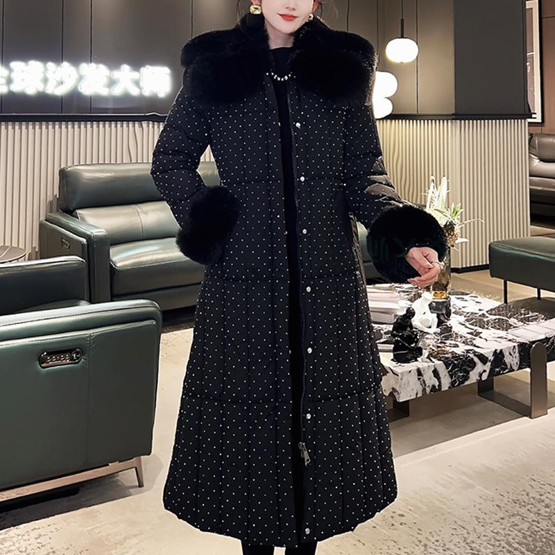 Móda nadměrné velikosti L-4XL Dámské zimní kabáty s páskem Velký límec z umělé kožešiny Dlouhé parky s kapucí Volné Silné Dámské bundy