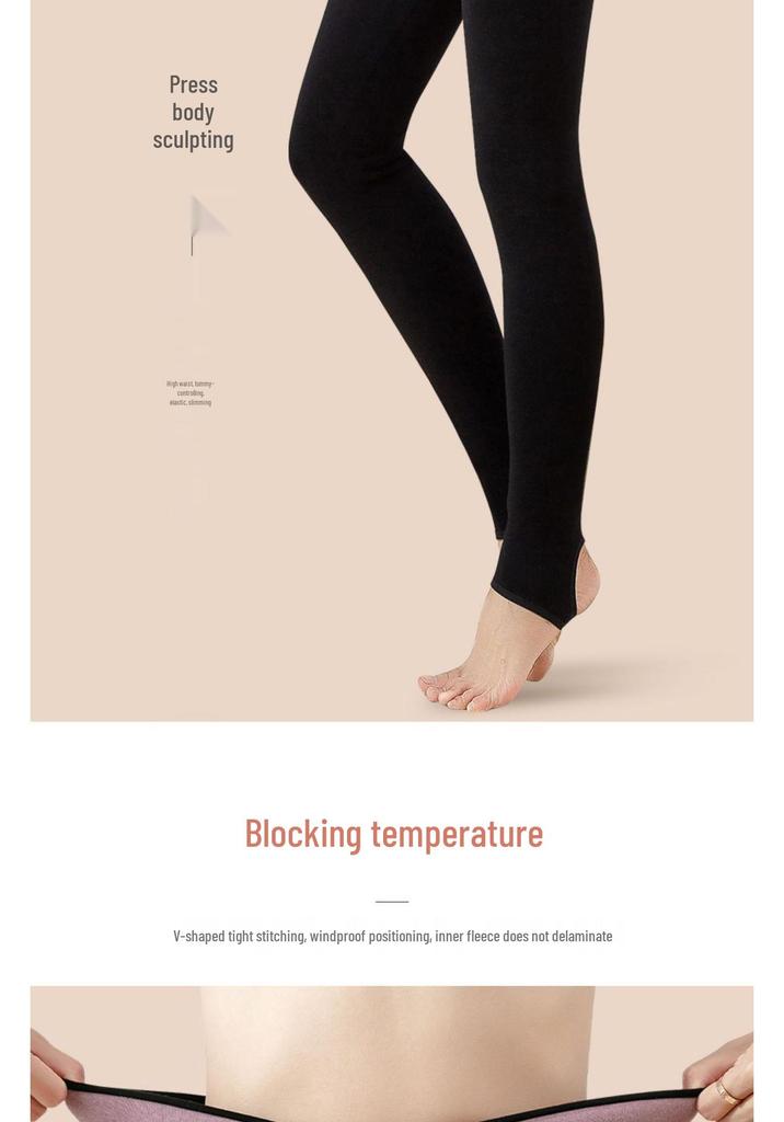 High-Waisted Women's Extra-Thick Fleece-Lined Thermal Wool Cotton Pants Plus Size