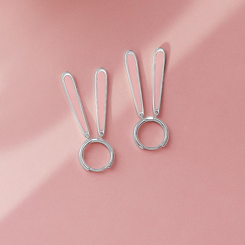 Banyan Tree S925 Silver Pink Rabbit Ear Earrings - Cute Gift for Girlfriends