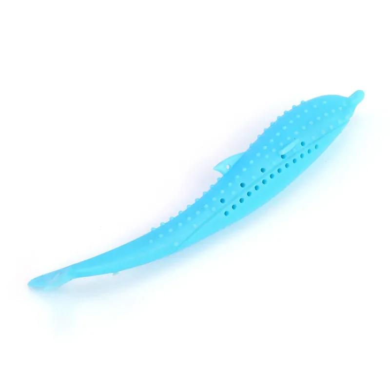 1pc Cat Teeth Brushing Toy Teeth Cleaning Cat Stick Fish-shaped Silicone Toy Chew Resistant Interactive Toys Catnip Pet Supplies