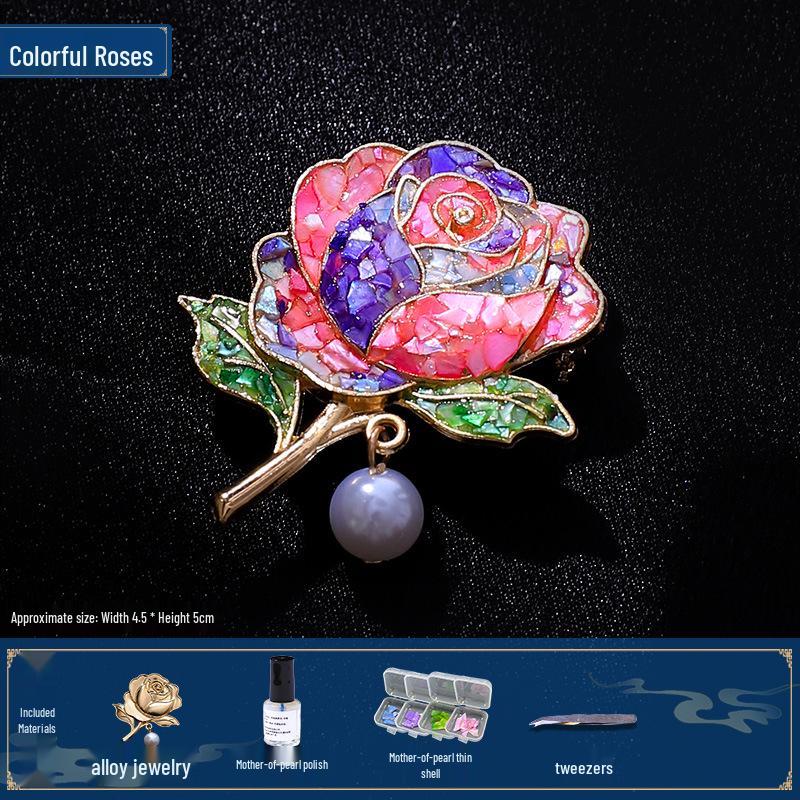 Mother-of-Pearl Hairpin Craft Kit: Brooch & Hairpin Shell Fragments - Perfect Mother’s Day Gift