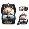 2026 World Cup Fan Backpack Set 3-in-1 Backpack Crossbody Bag Pencil Case Student School Bag Large Capacity Soccer Theme