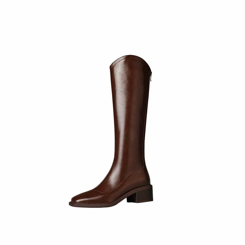 Boots fat mm thick legs 2025 big tube circumference v mouth long boots women thick heel thin brown knight boots