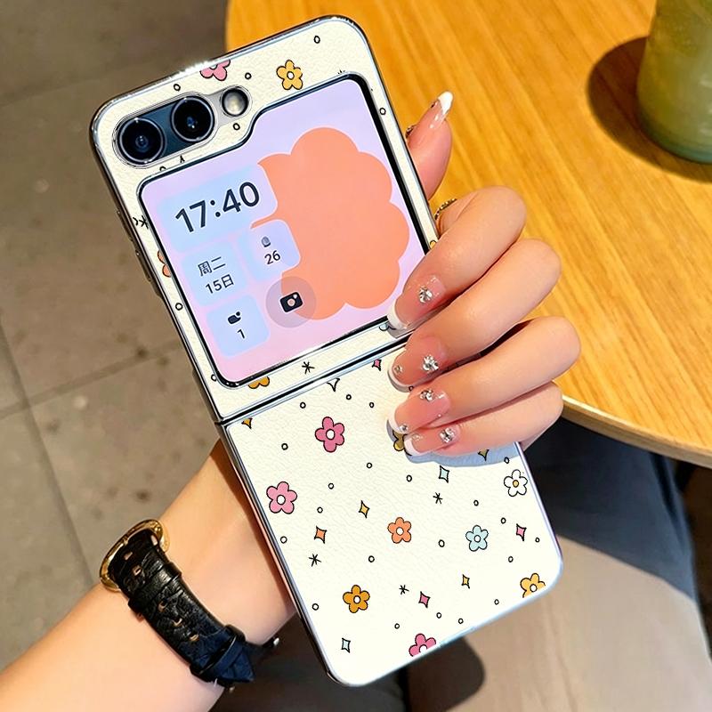 Oil Painting Flower Pattern Case For Samsung Galaxy Z FlIP 7 FE 6 5 Plating PC+PU Leather Hybrid Folding Cover For Samsung Z Flip7 Flip6 Flip5