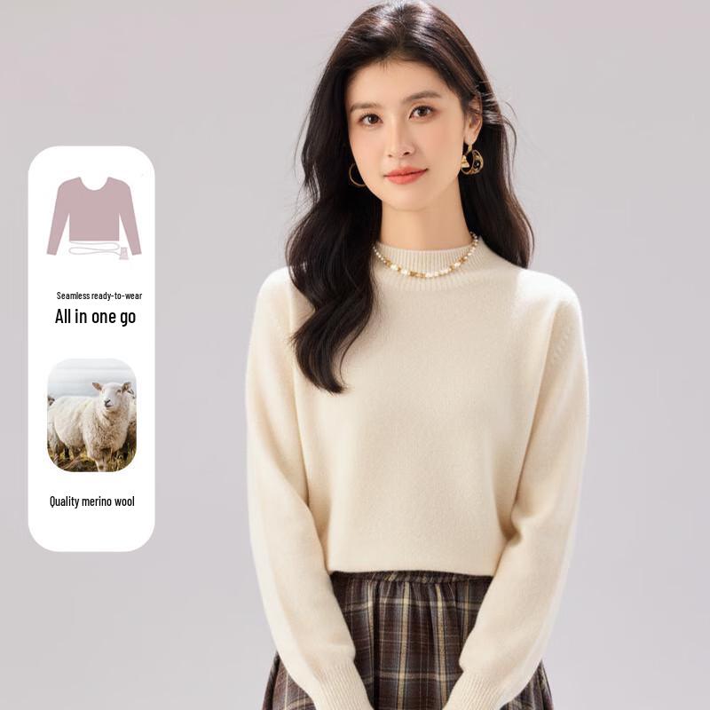 Jinjuan Women's Mock Neck Wool Blend Sweater