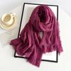 Women's Cotton Linen Gauze Scarf - Solid Color, Summer Sun Protection, Breathable, Retro Fringed Shawl