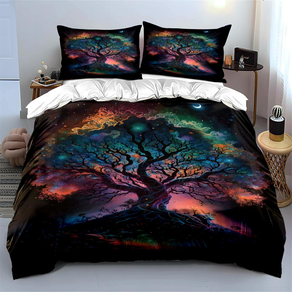 Colorful Cosmic Tree Print Bedding Set Bedding set (1 duvet cover, 2 pillowcases, duvet not included)