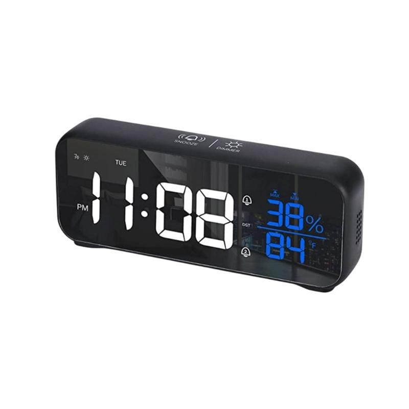 1200mAh Music LED Digital Alarm Clock Voice Control Temperature Humidity Display Desktop Clock Home Table Decoration