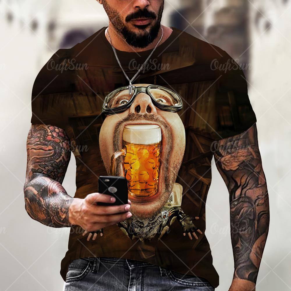 

Лето Мужская футболка Повседневная Летняя хип-хоп Харадзюку Уличная одежда Унисекс Футболка Мужчины Горячая распродажа 3D Печатные пивные рубашки Мужчины