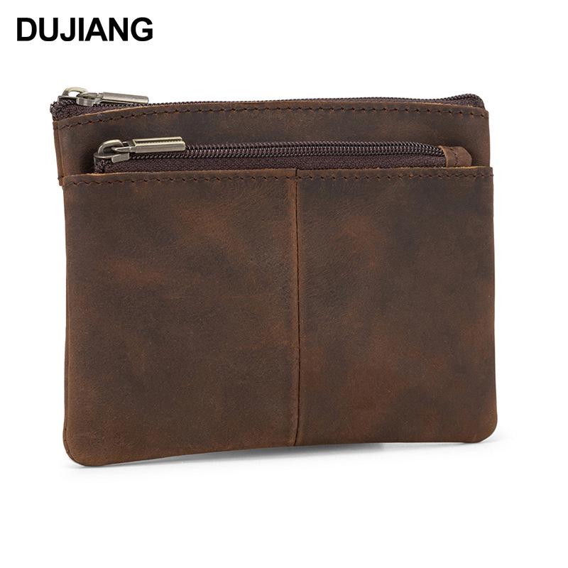 

Компактный кошелек для монет из натуральной кожи: Кошелек Crazy Horse в стиле ретро на молнии для мужчин и женщин