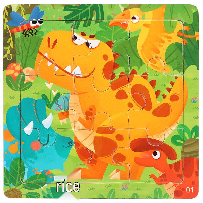 9-Piece Wooden Animal Puzzle for Toddlers - Early Education Cognitive Toy
