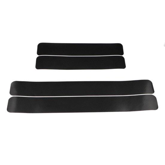 4Pcs Car Door Sill Scuff Welcome Pedal Protect Carbon Fiber Sticker with Scraper