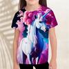 Girls' 3D Graphic Unicorn Cloud T Shirt Tee Short Sleeve Summer Spring Active Fashion Cute Kids