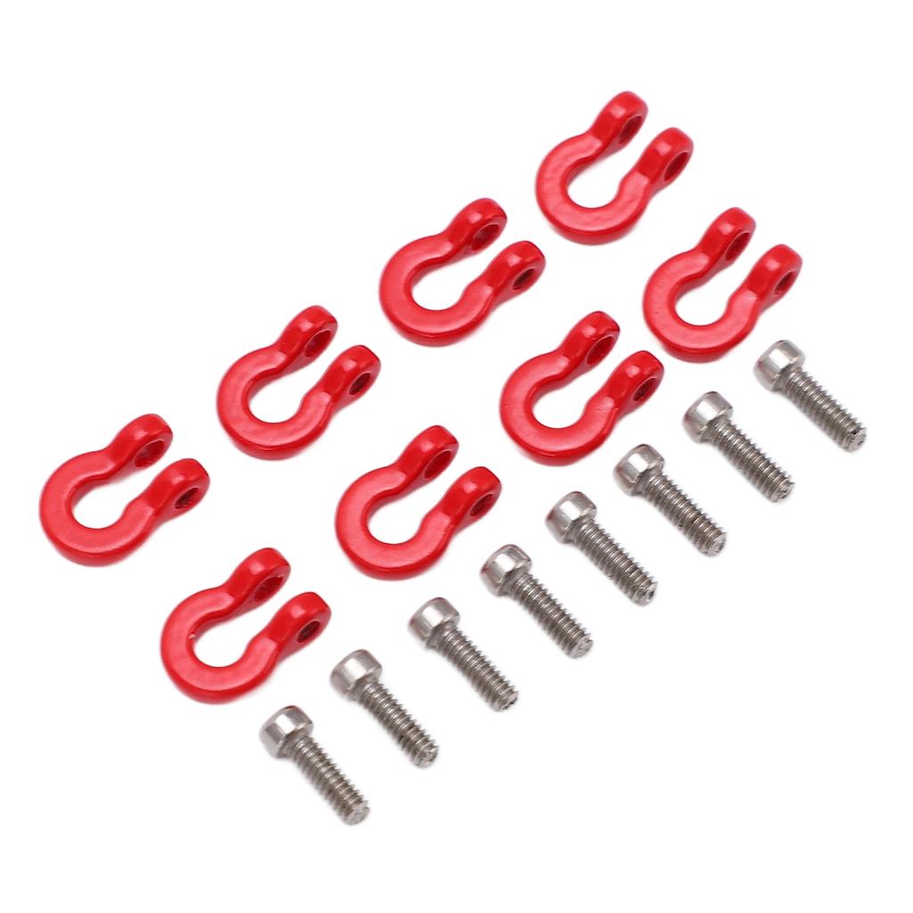 8PCS Metal Front Rear Bumper Trailer Hook Tow Shackle Rescue Hook for Axial Scx24 124 Car