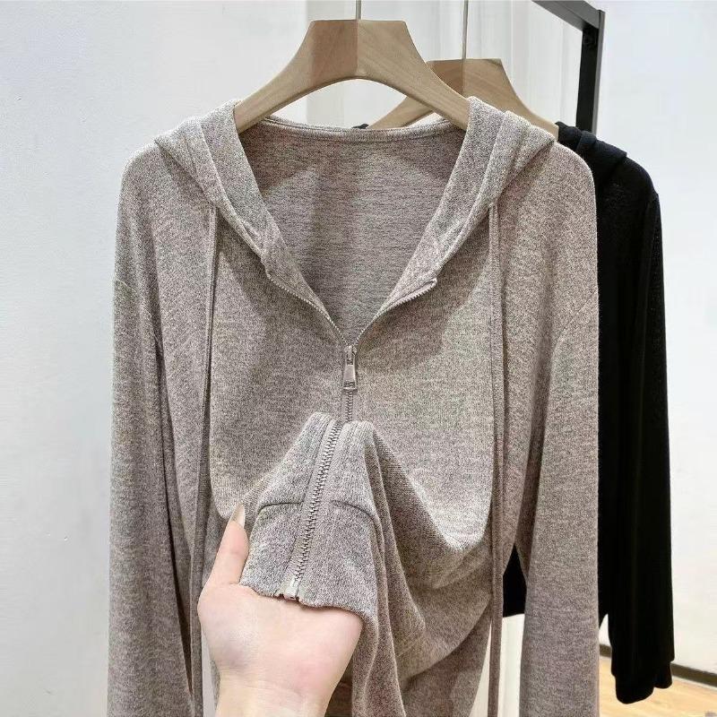 Women S Loose Fit Hooded Long Sleeve Thin Cardigan Sun Protection Outerwear