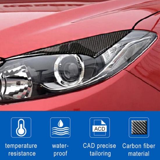 2x Carbon Fiber Headlight Eyelid Eyebrow Cover Trim For Mazda 3 Axela 2014-2016