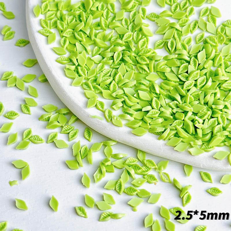 Mini Small Leaf Nail Art Resin Imitation Luminous Green and White Tree Leaf Accessories