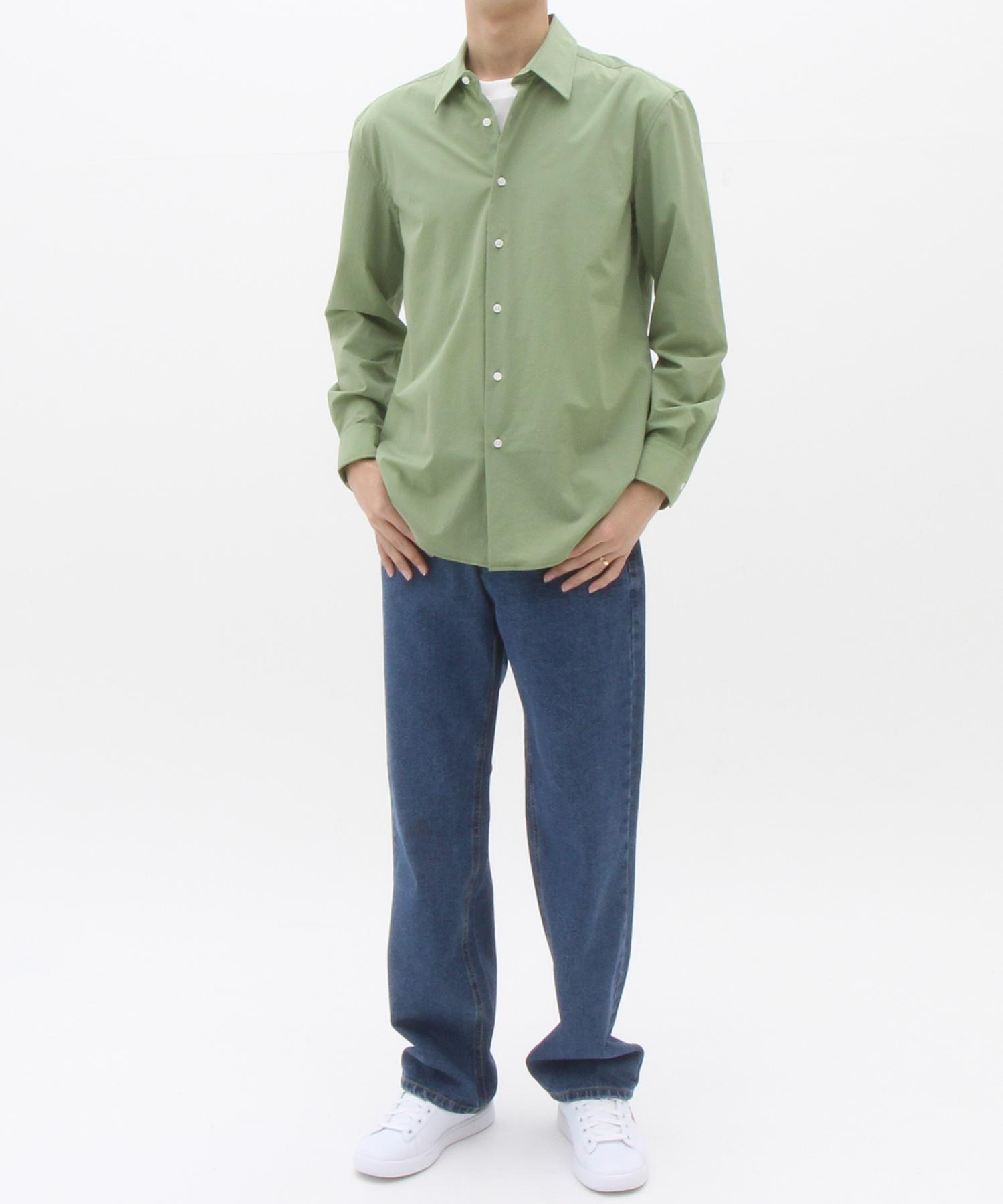 The Shirt Studio Green Loose Fit Nylon Spandex Solid Shirt 105