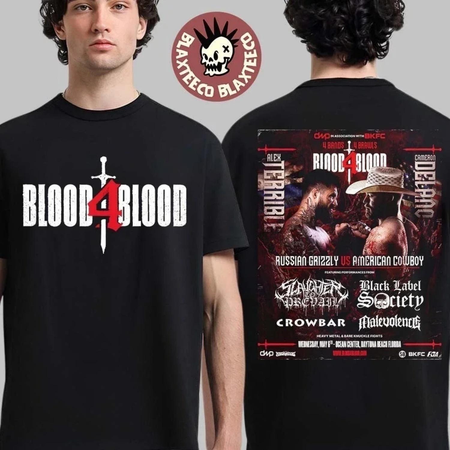 

Blood4Blood Concert 4 Band 4 Brawls 2026 T-Shirt - Suitable for Both Men and Women, Comfortable European-style T-shirt S чёрный