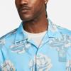 Nike Rose City Mesh Button Floral Print Casual Short Sleeve Shirt Men Shirts Blue FJ1650-499